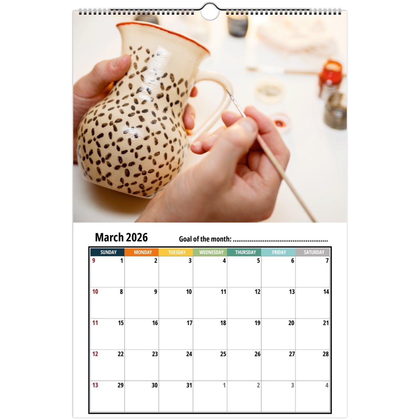 Pottery Wall Calendar 2026