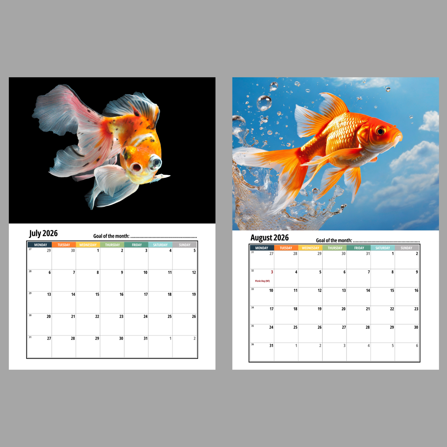2026 Goldfish Calendar