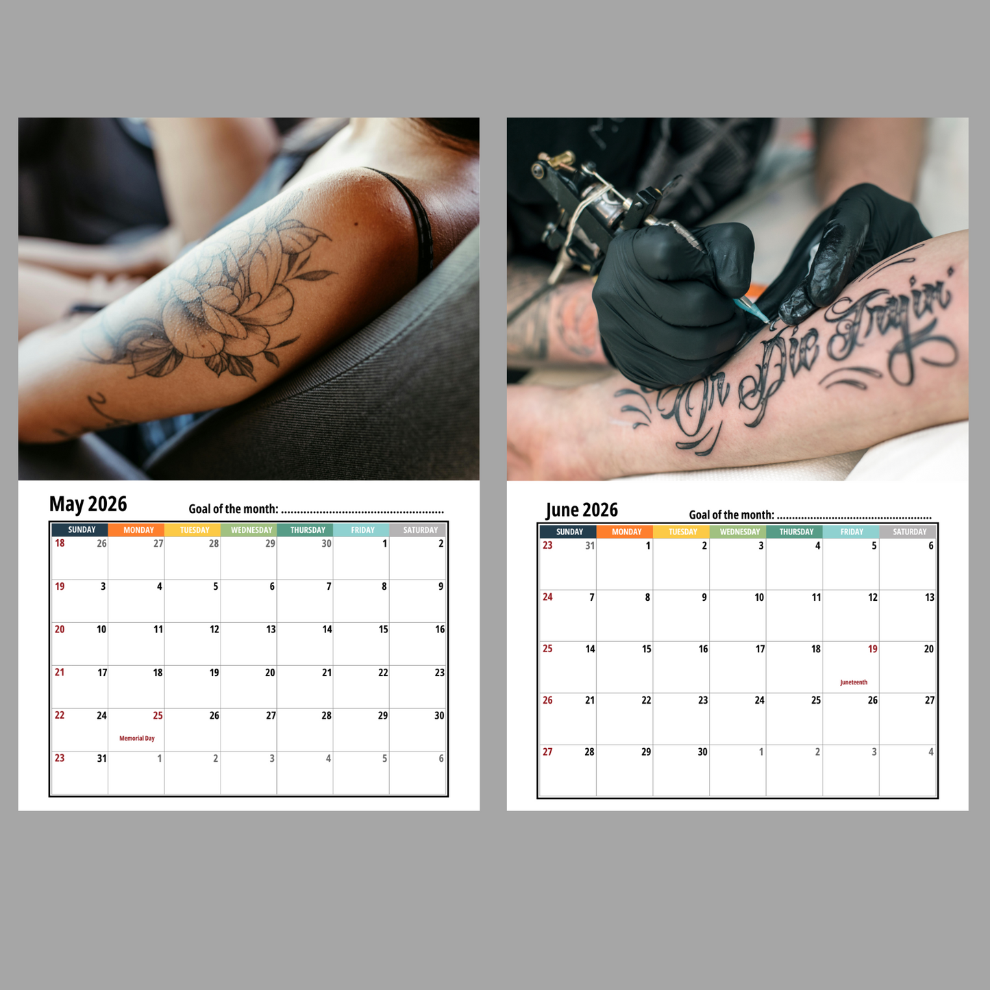 2026 Tattoo Calendar