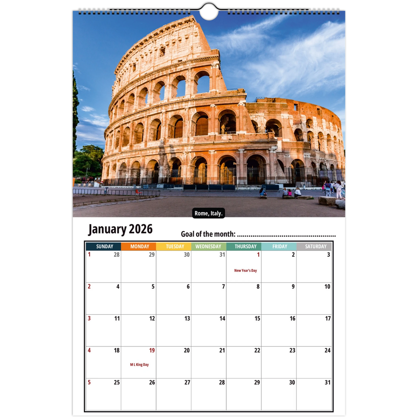 Italy Wall Calendar 2026