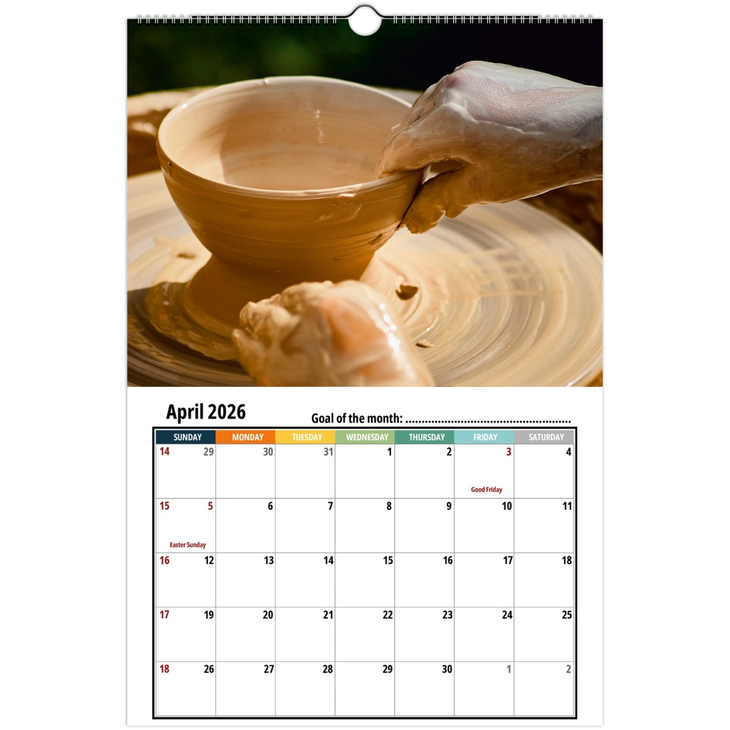 Pottery Wall Calendar 2026