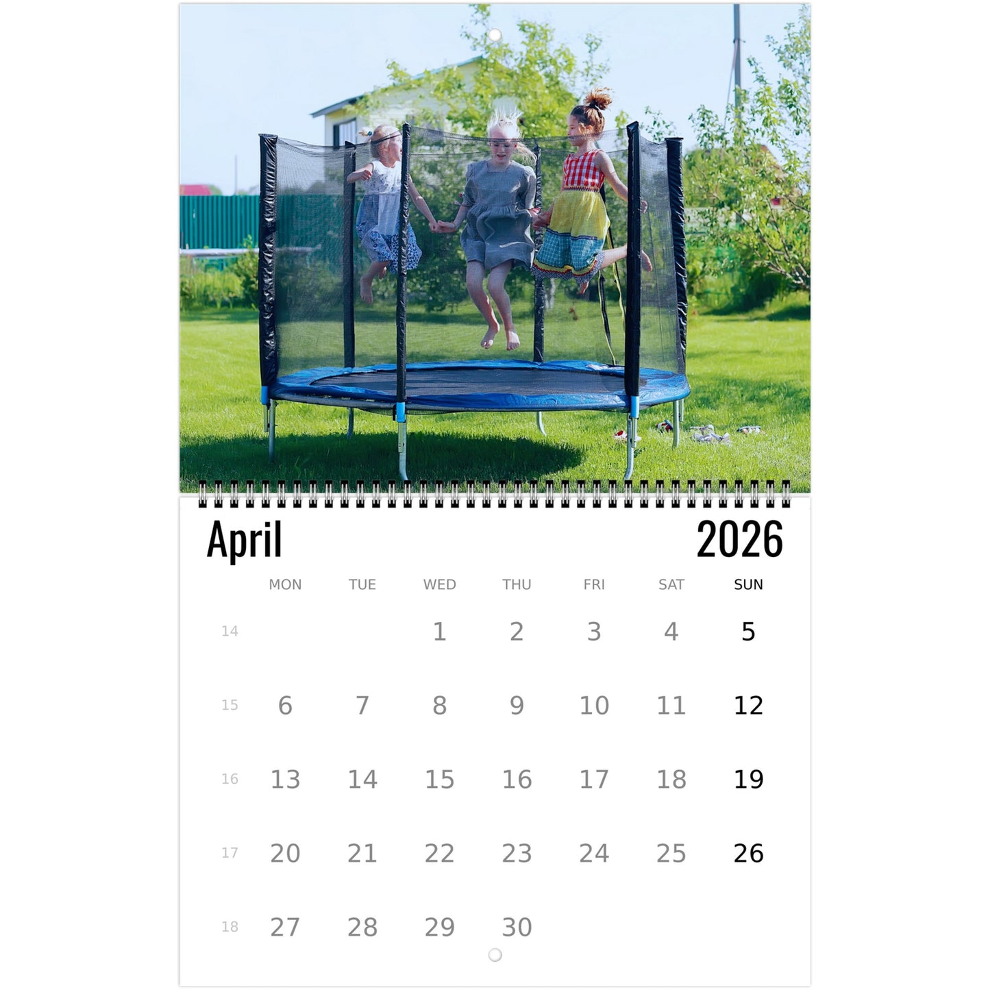 Trampoline Wall Calendar 2026