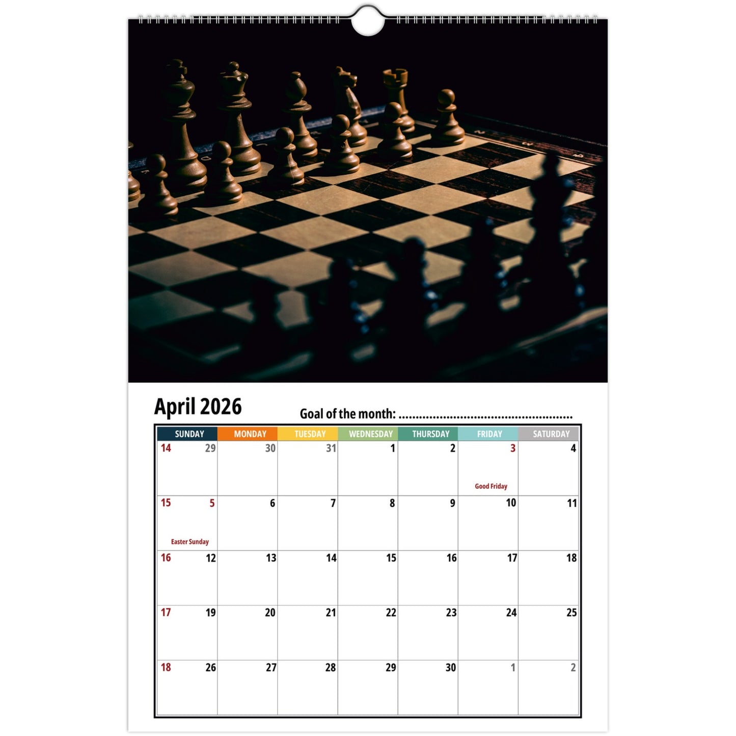 Chess Wall Calendar 2026
