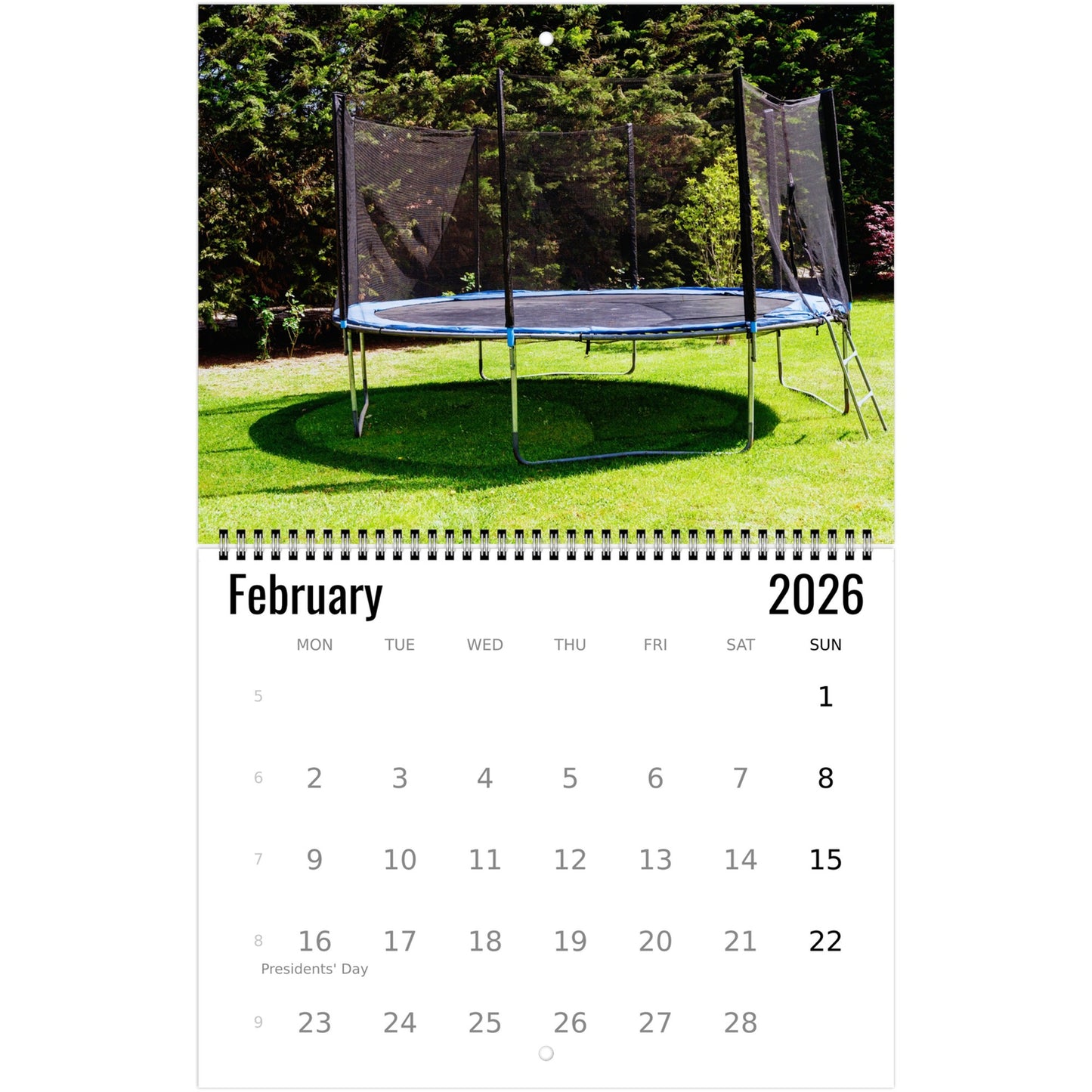 Trampoline Wall Calendar 2026