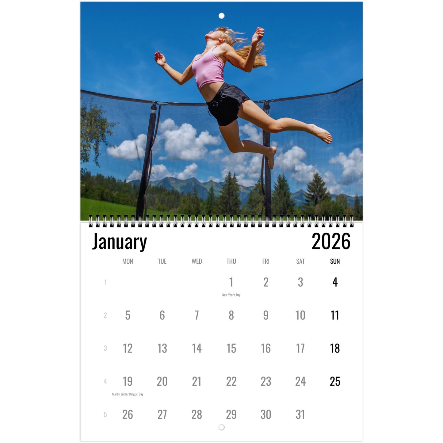 Trampoline Wall Calendar 2026