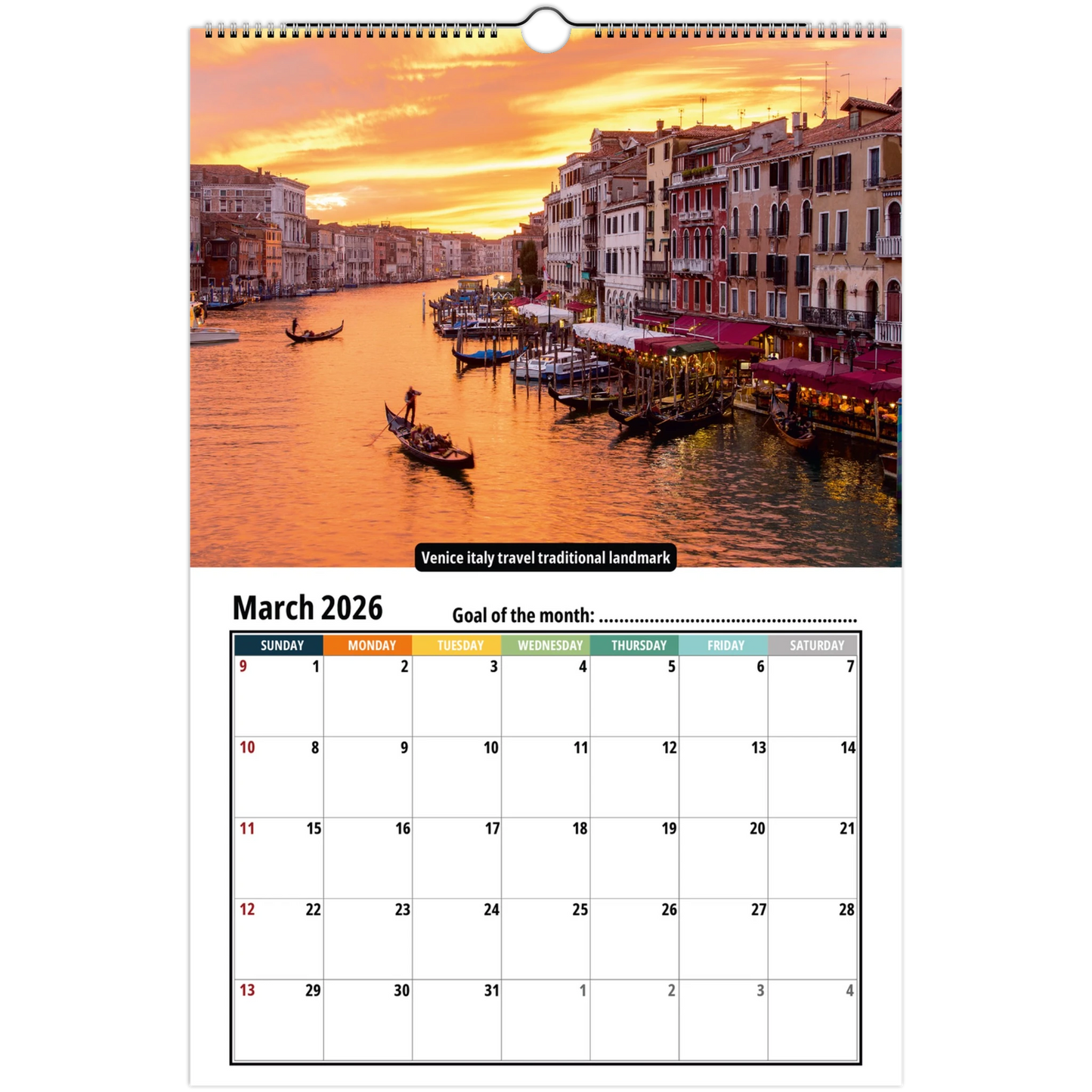 Italy Wall Calendar 2026