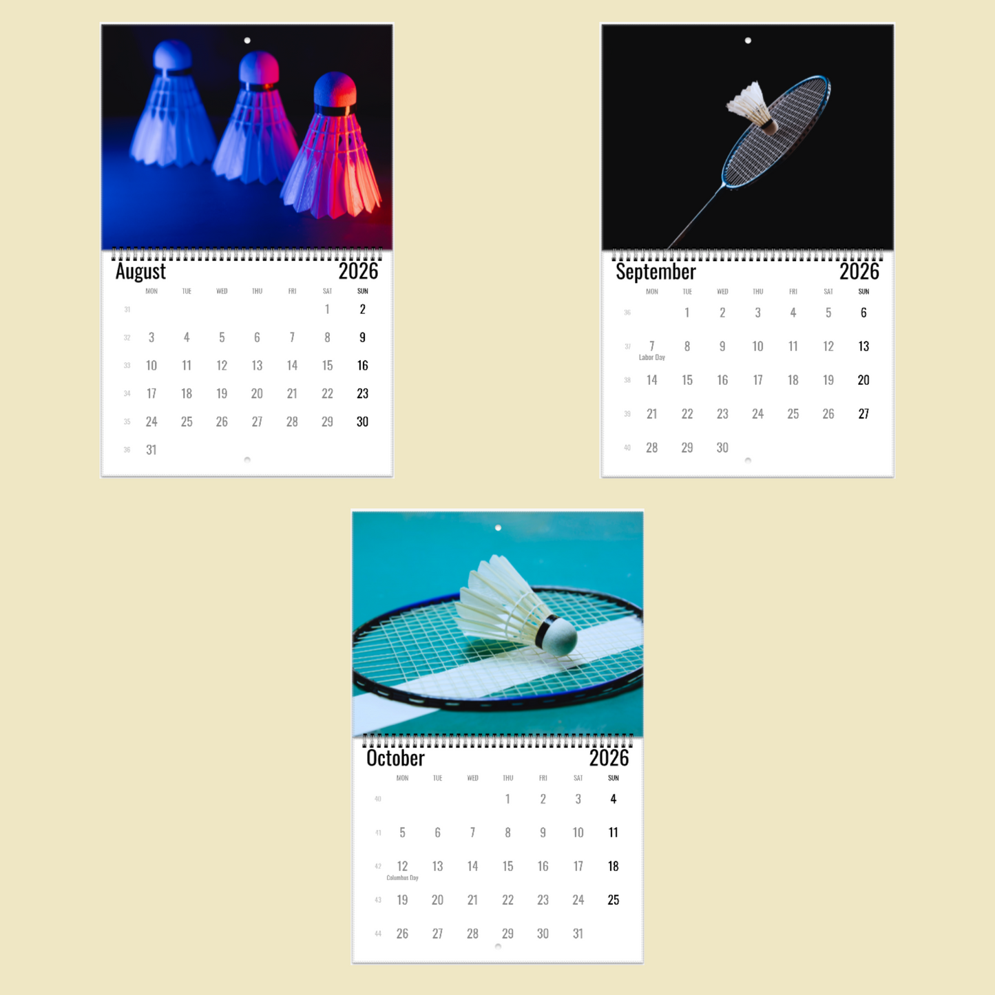 Badminton Wall Calendar 2026