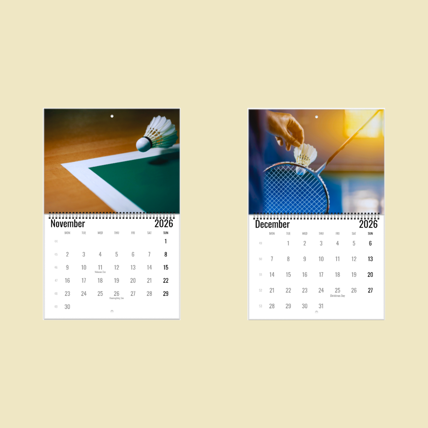 Badminton Wall Calendar 2026