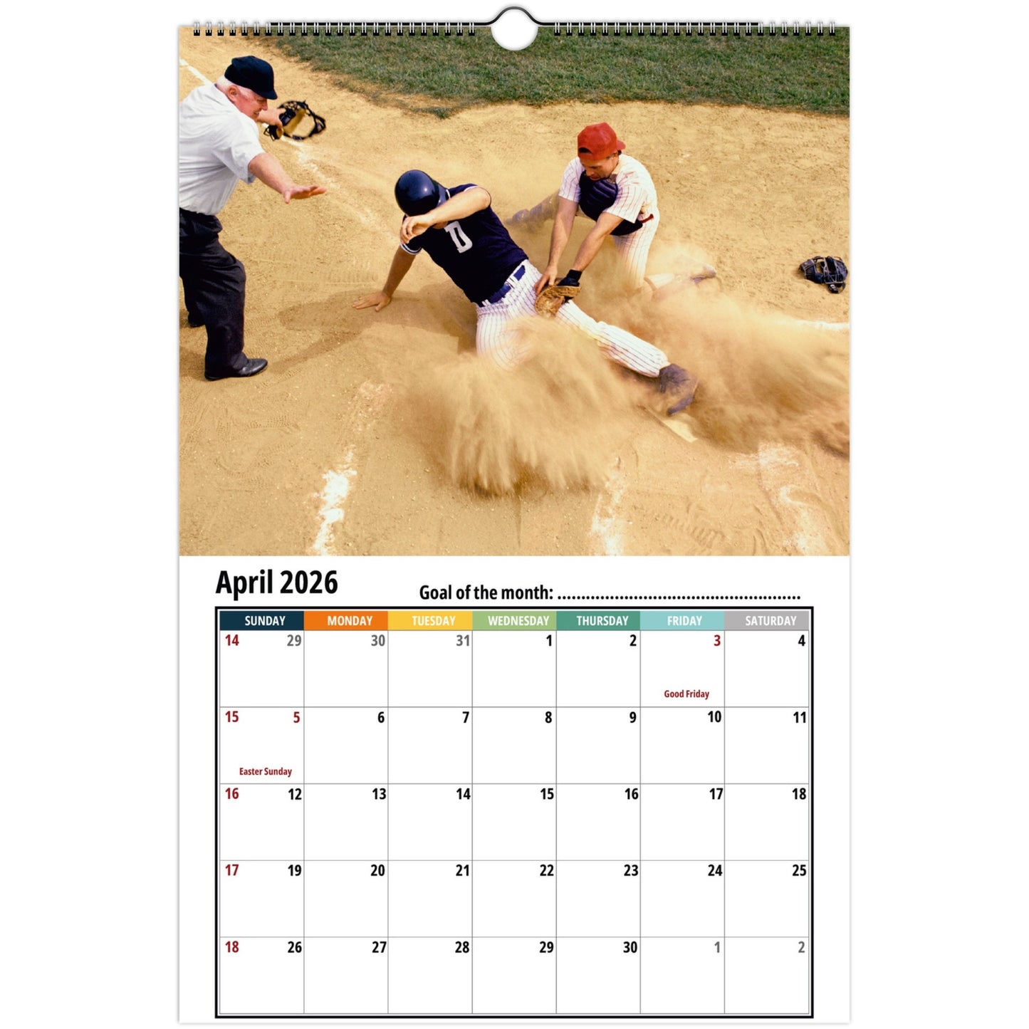 Baseball Wall Calendar 2026