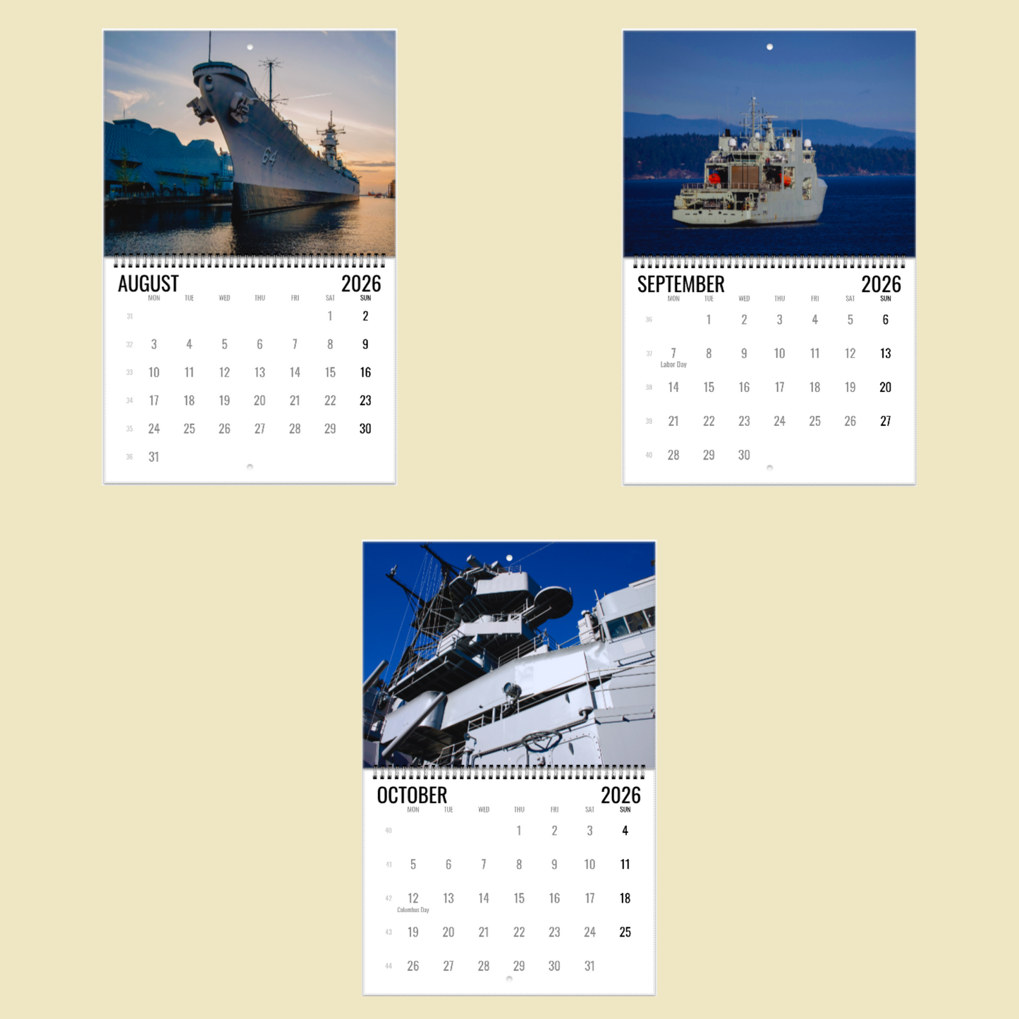 Battleship Wall Calendar 2026