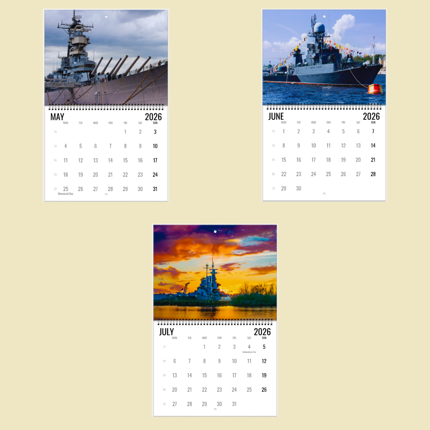 Battleship Wall Calendar 2026
