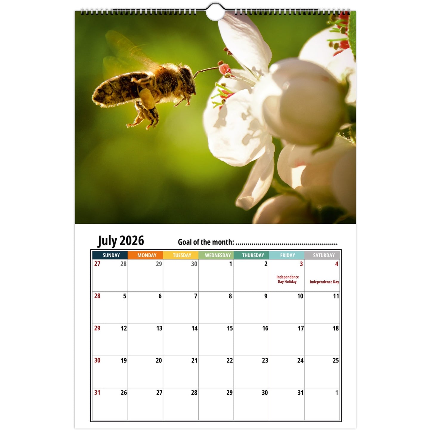 Bee Wall Calendar 2026