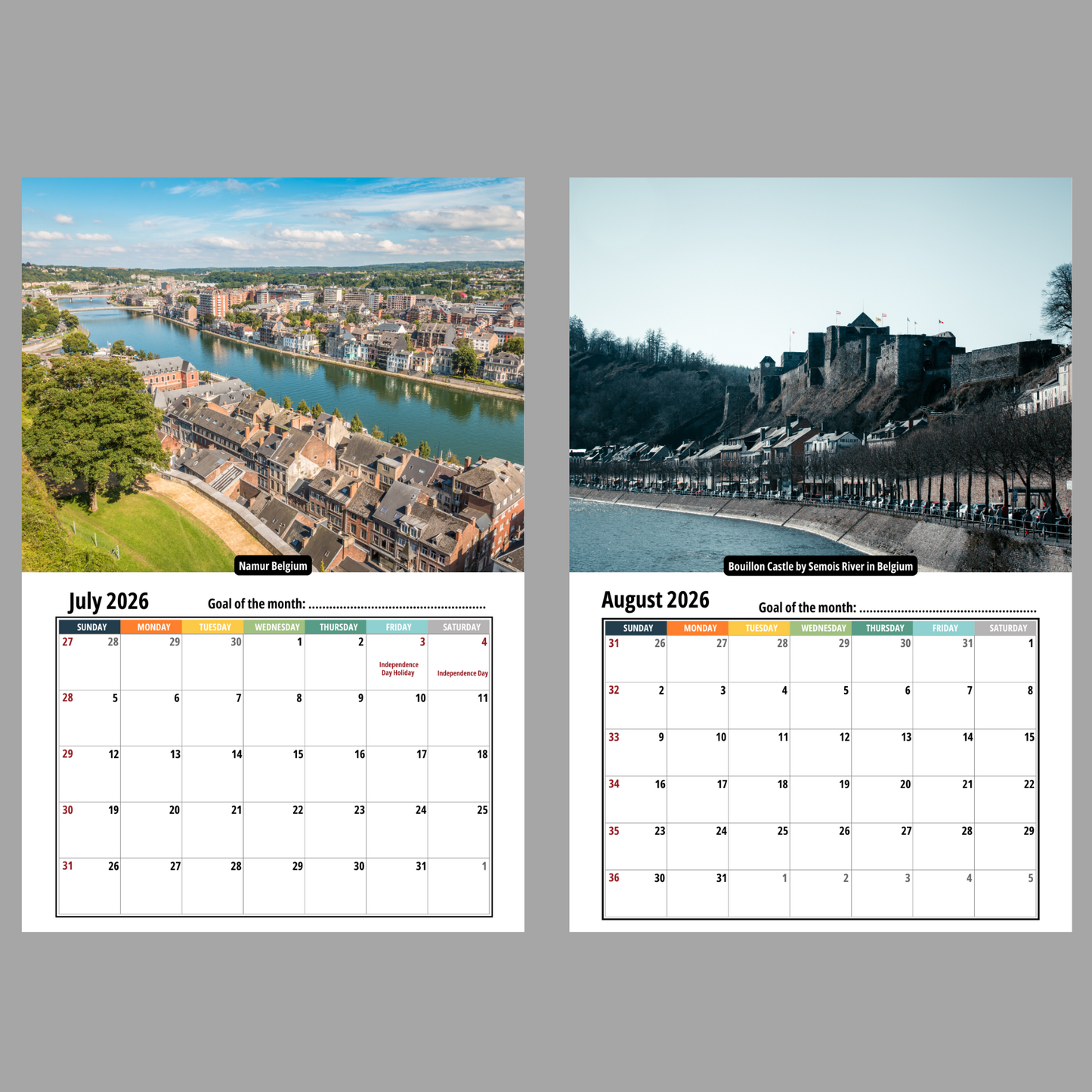Belgium Wall Calendar 2026