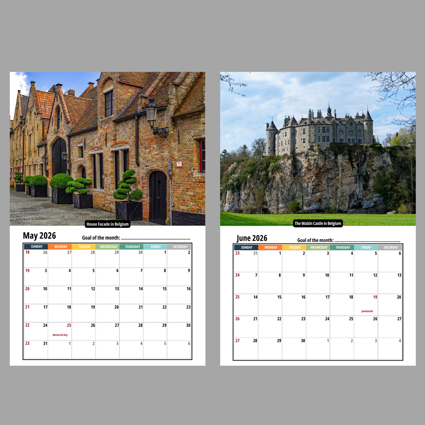 Belgium Wall Calendar 2026