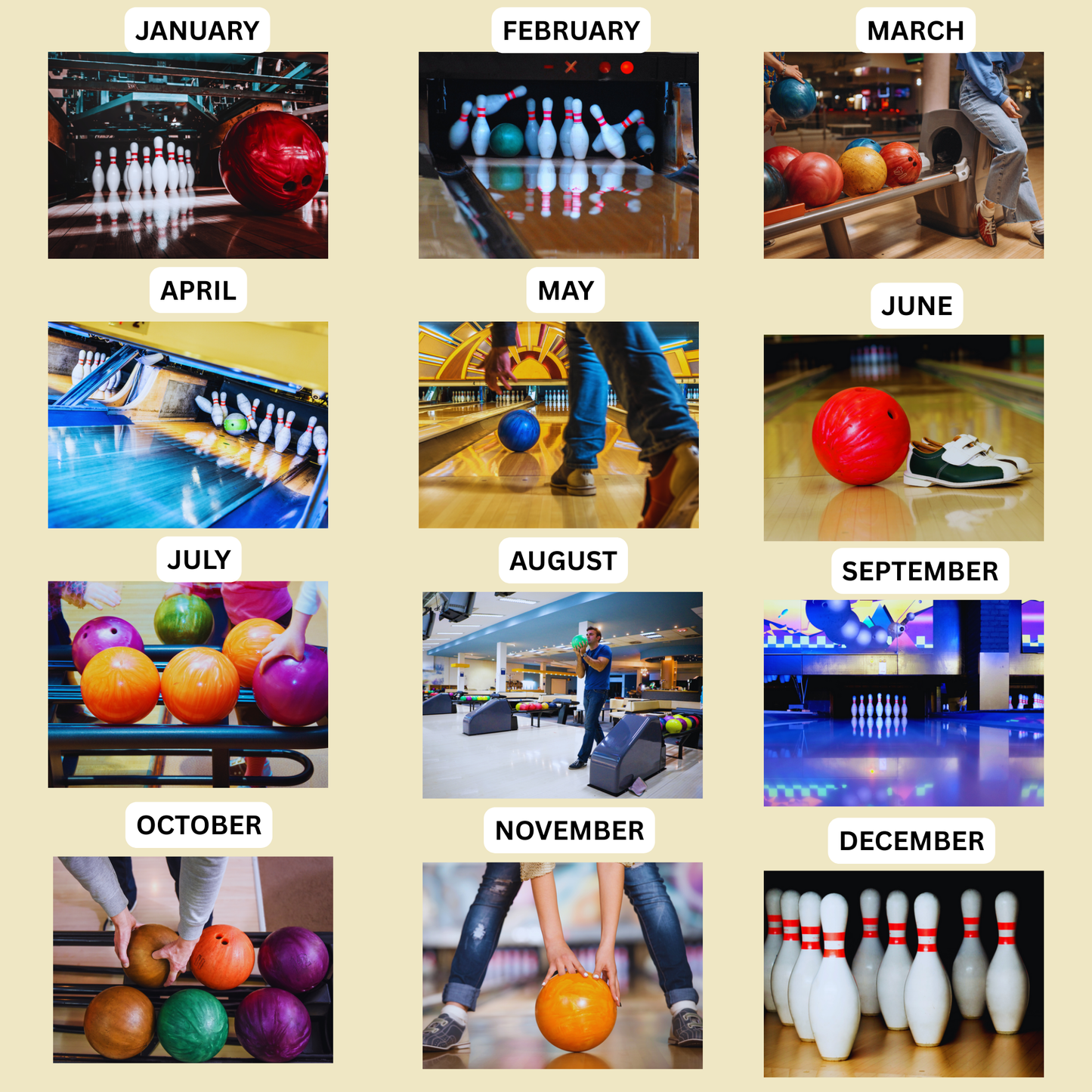 Bowling Wall Calendar 2026
