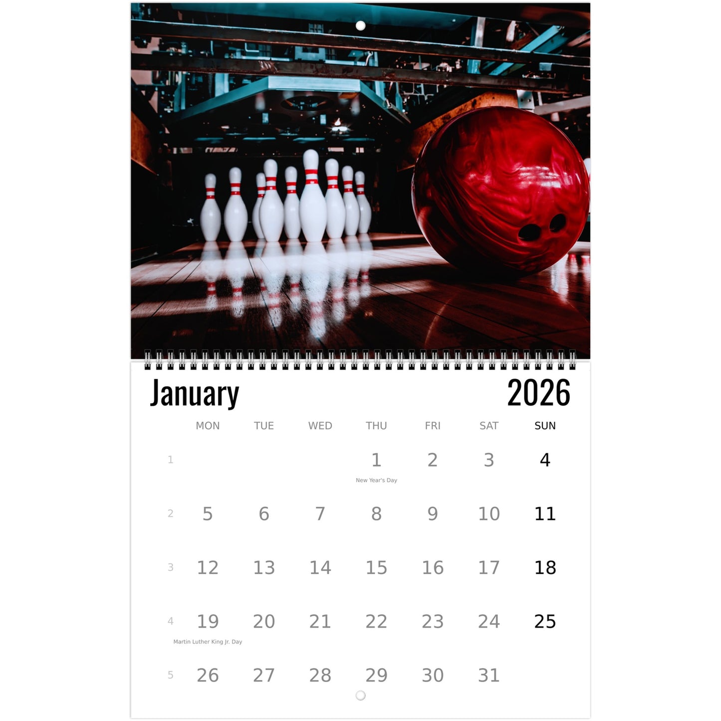 Bowling Wall Calendar 2026