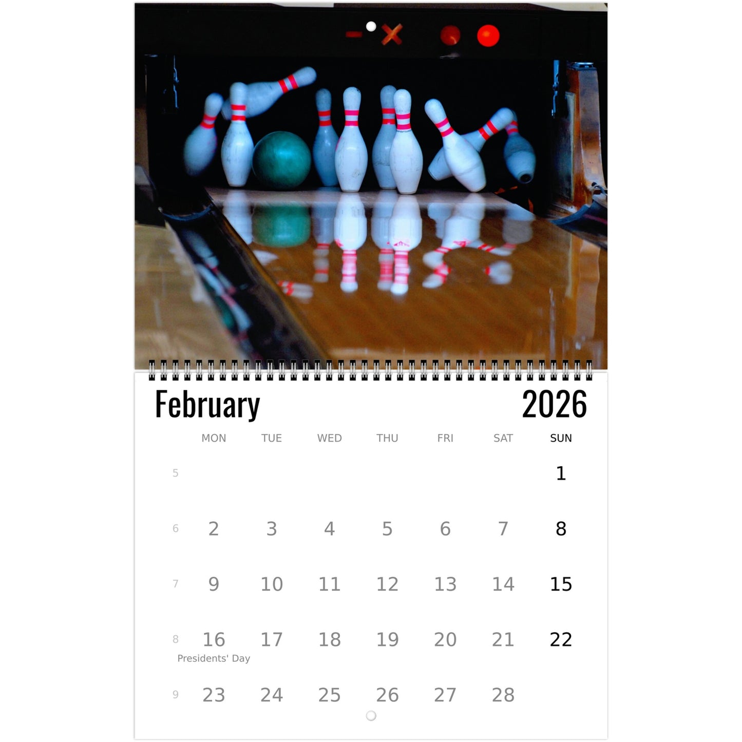 Bowling Wall Calendar 2026