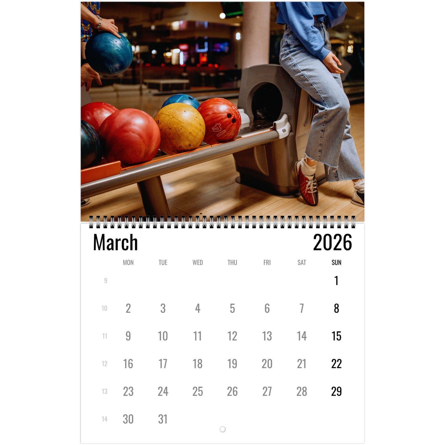 Bowling Wall Calendar 2026