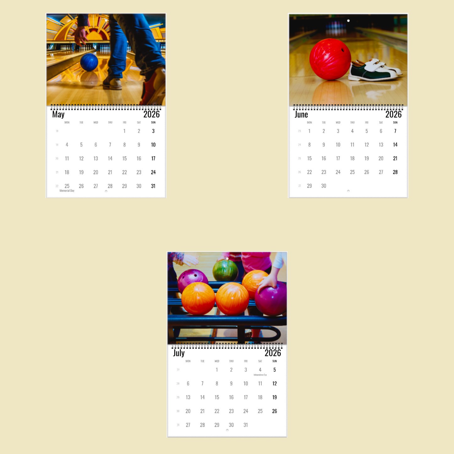 Bowling Wall Calendar 2026