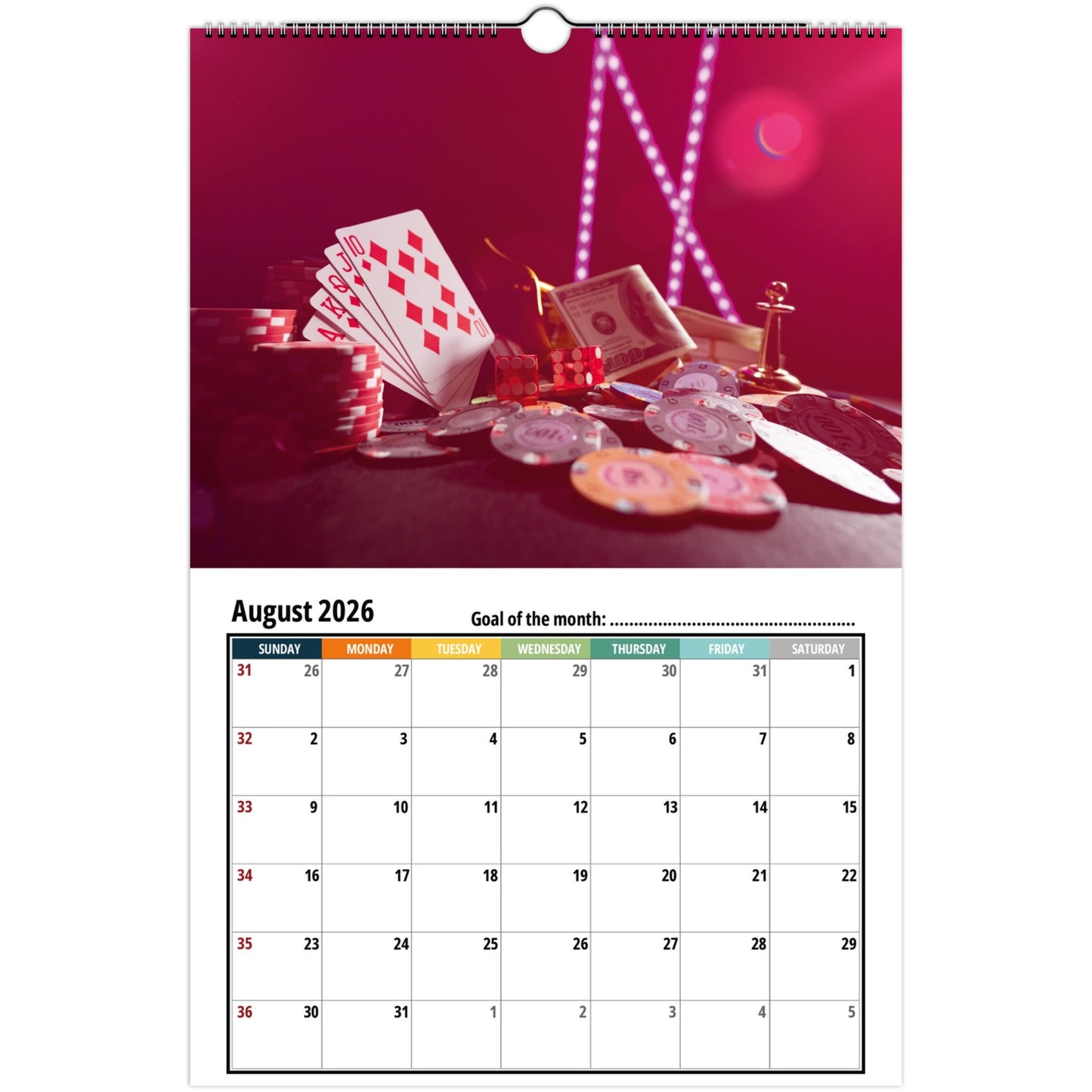 Casino Wall Calendar 2026