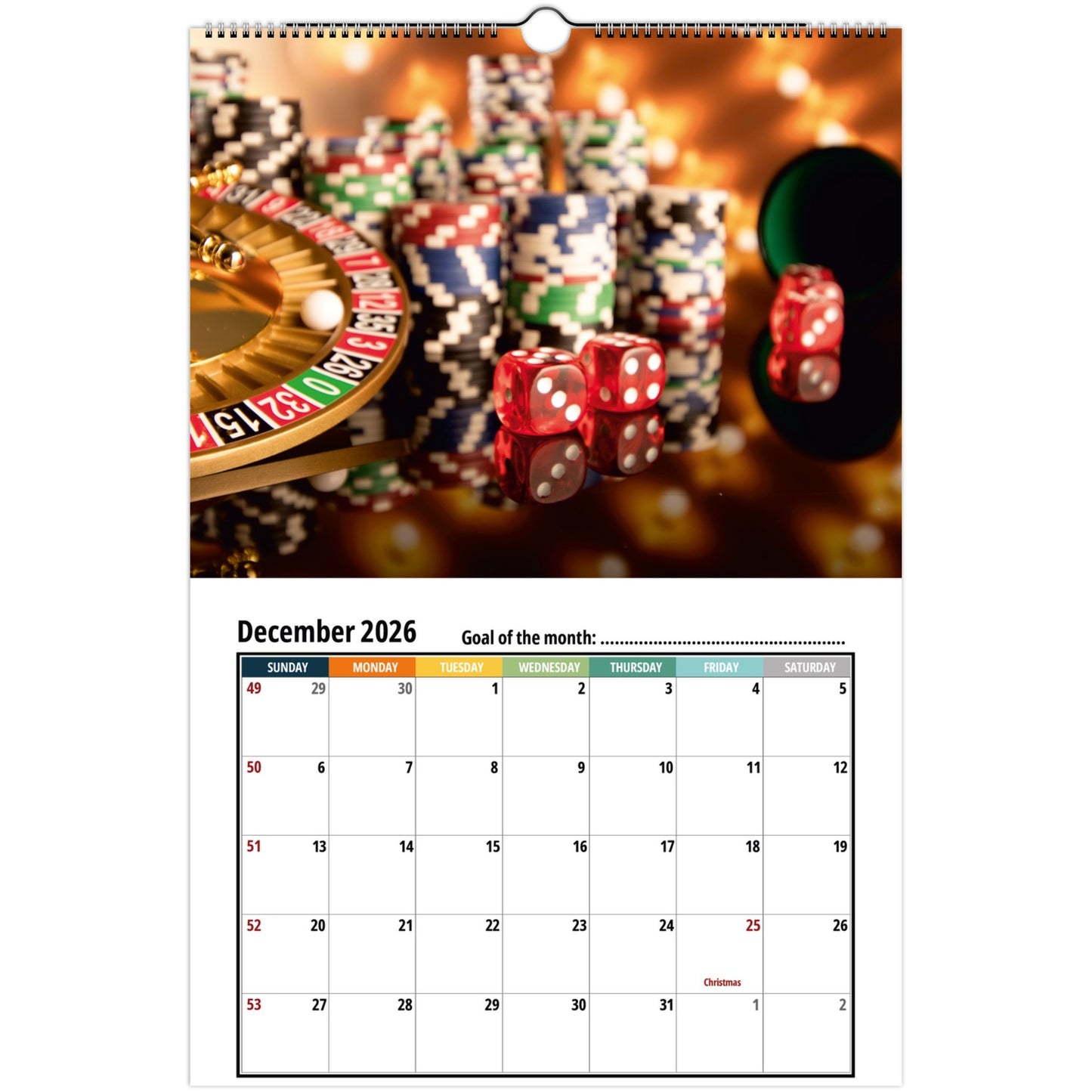 Casino Wall Calendar 2026