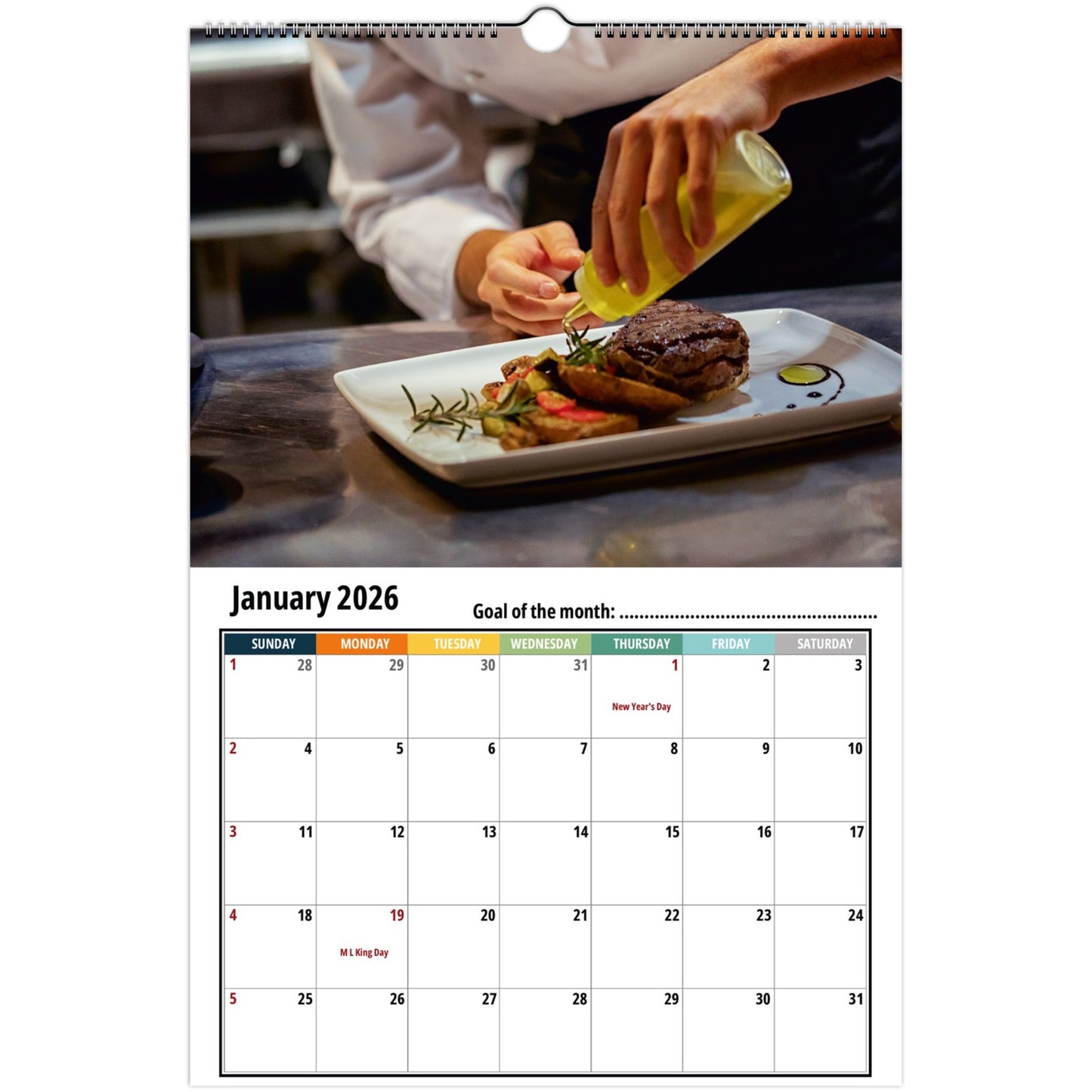 Chef Wall Calendar 2026