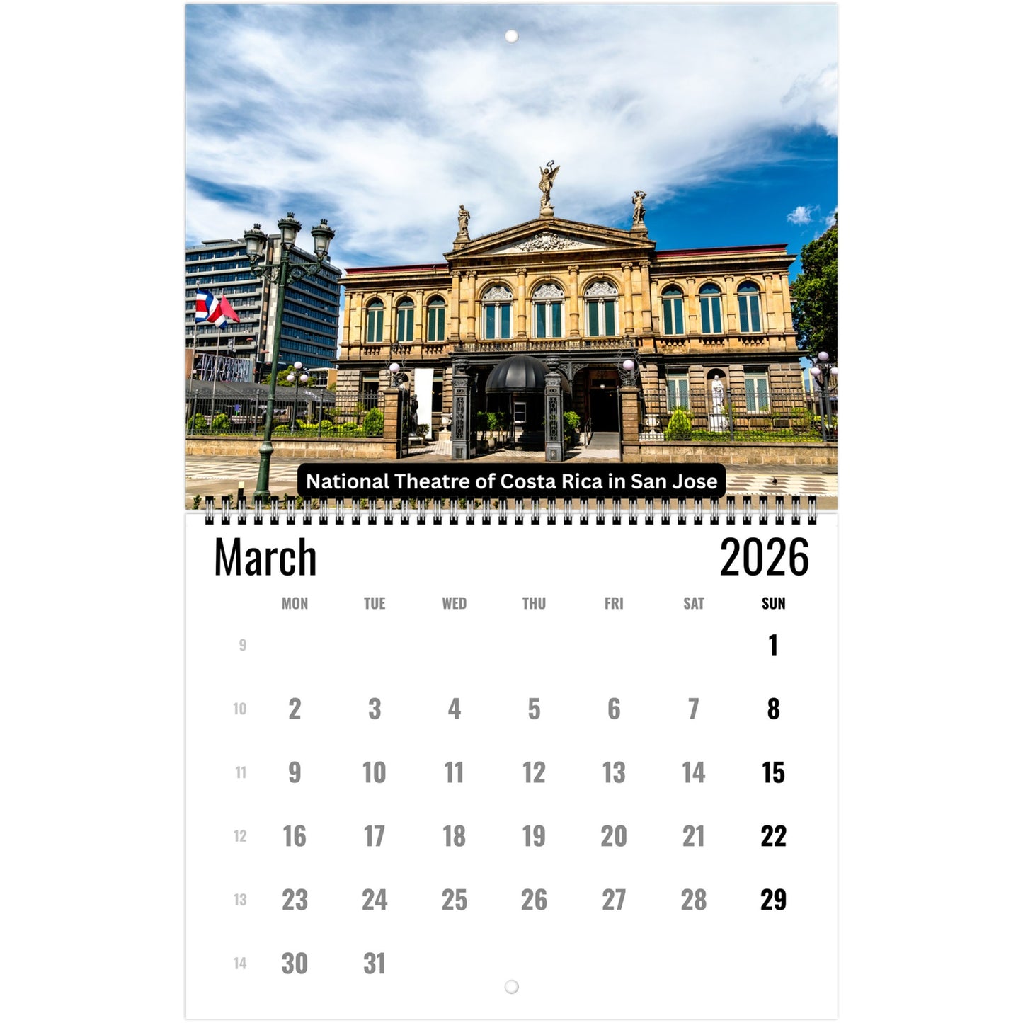 Costa Rica Wall Calendar 2026
