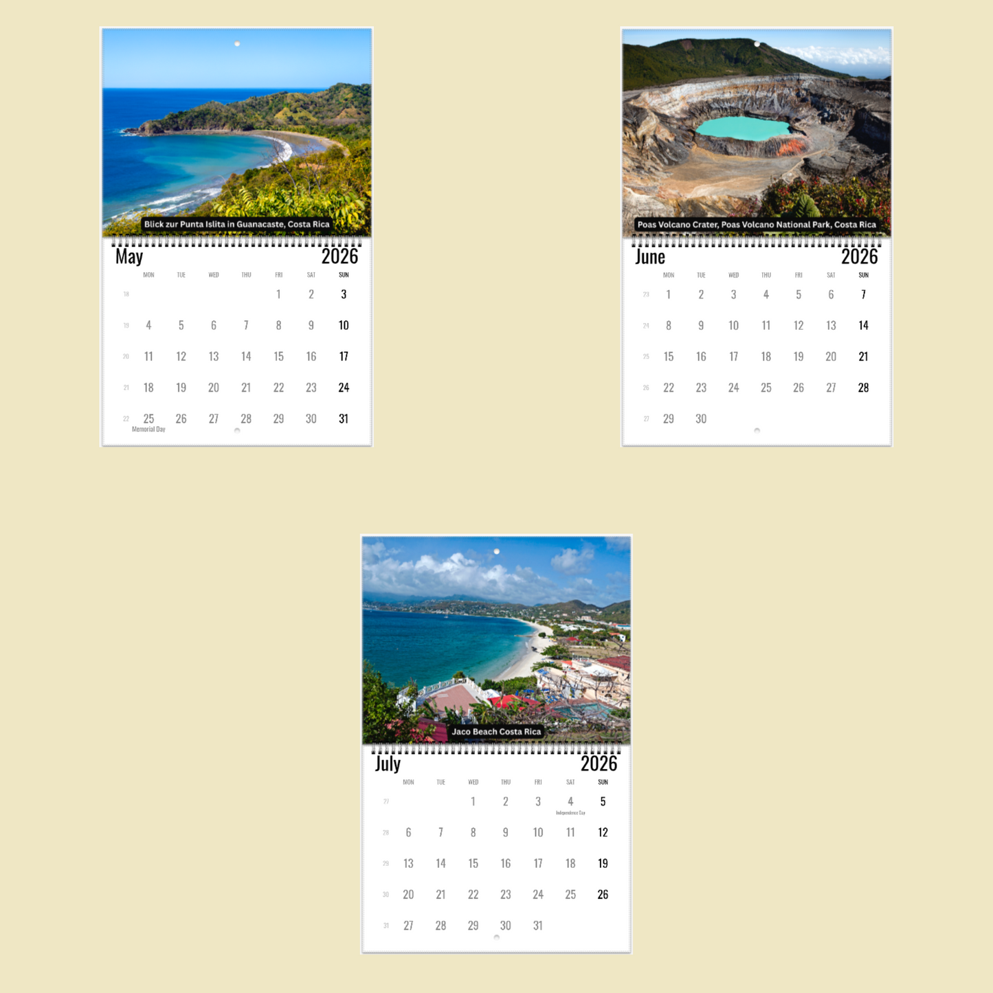 Costa Rica Wall Calendar 2026