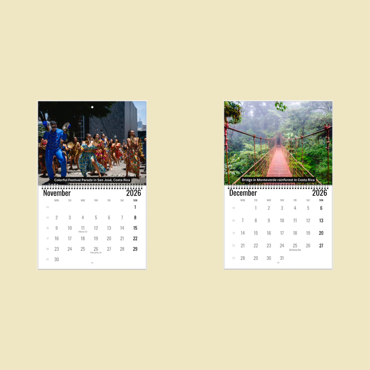 Costa Rica Wall Calendar 2026