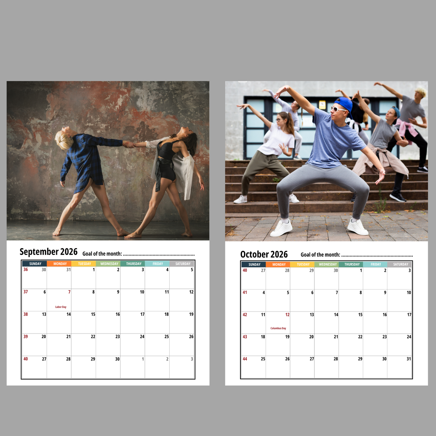 Dance Wall Calendar 2026