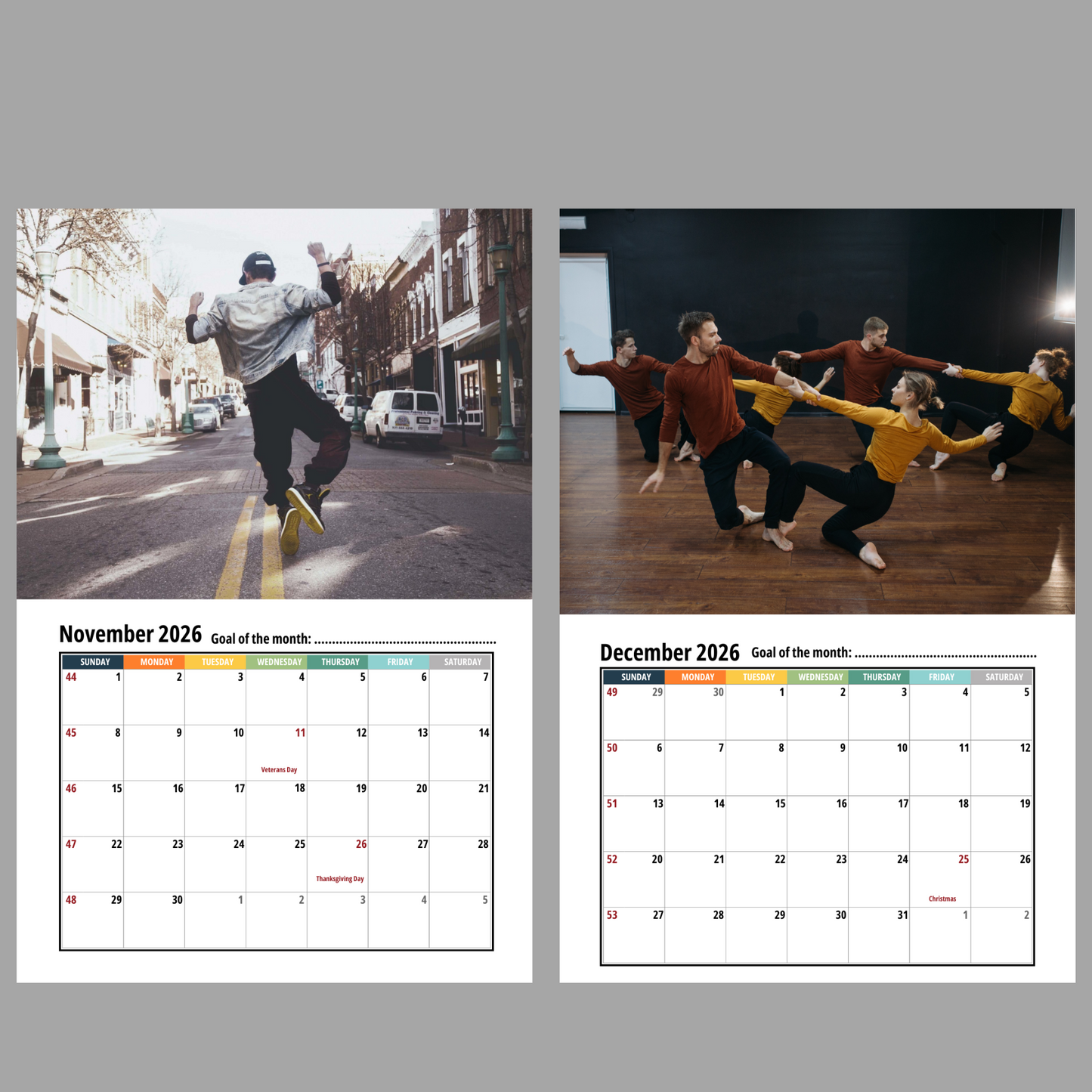 Dance Wall Calendar 2026