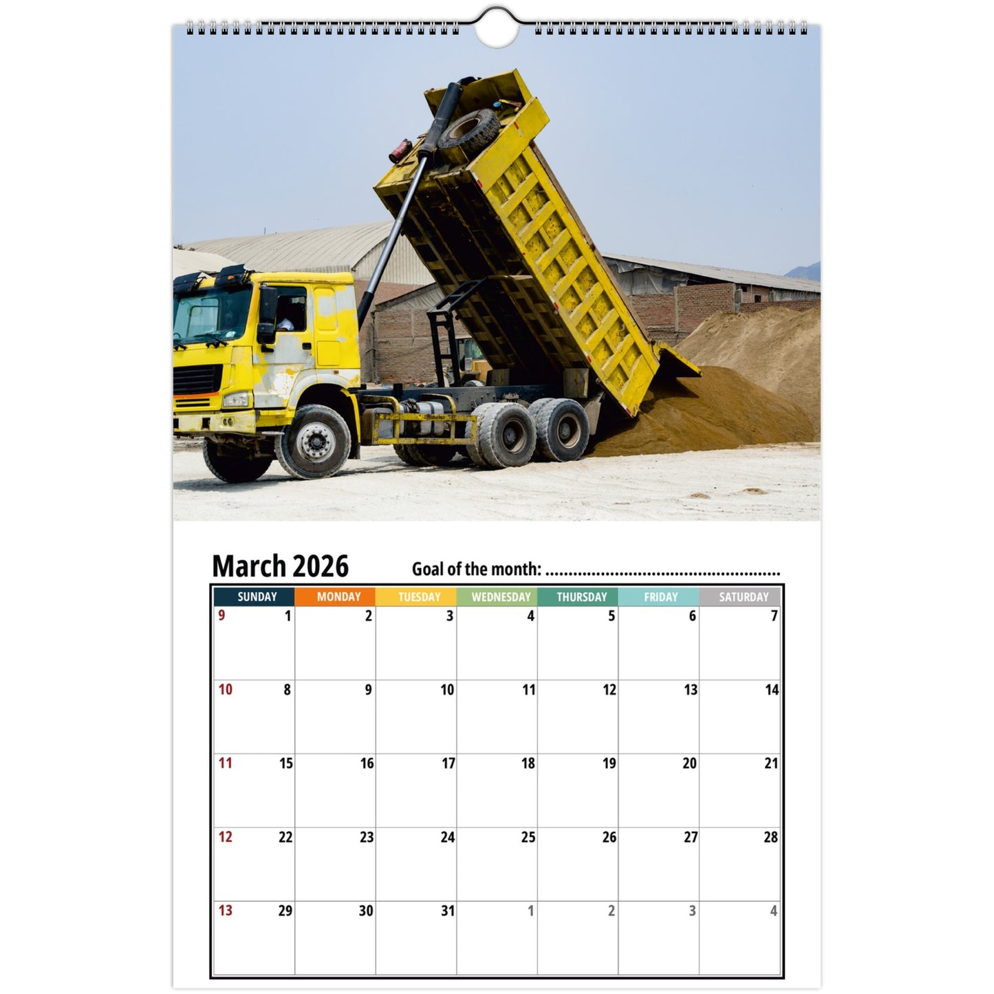 Dump Truck Calendar 2026