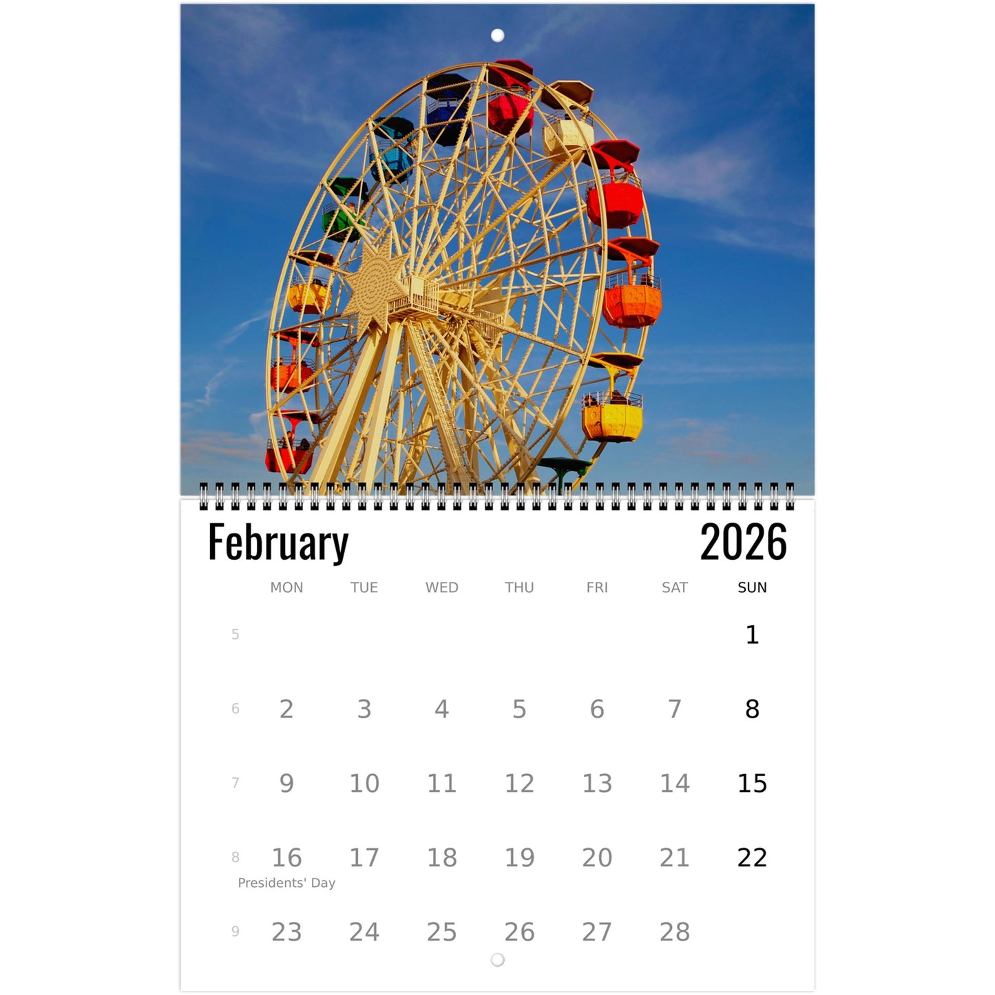 Ferris Wheel Wall Calendar 2026