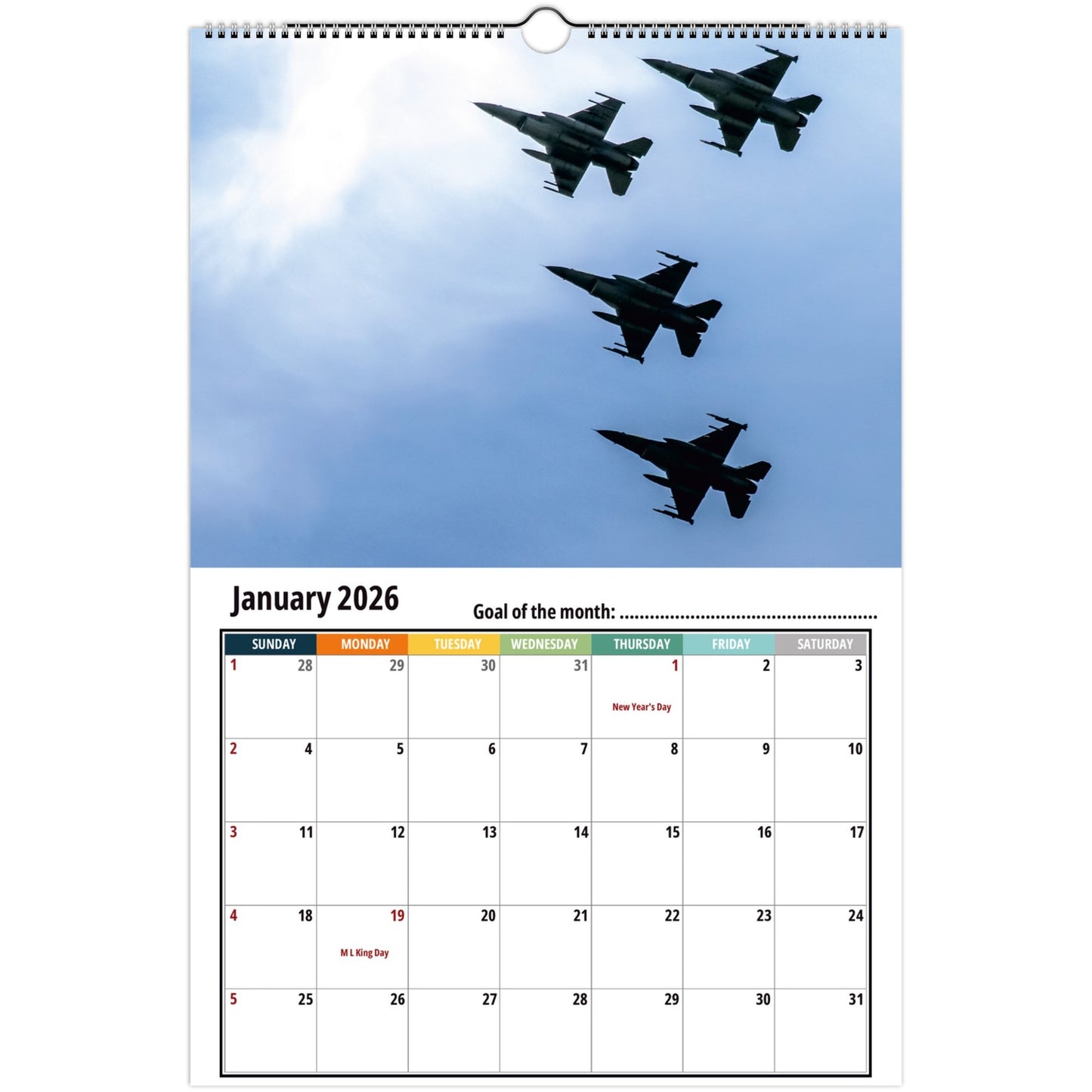 Fighter Jet Wall Calendar 2026