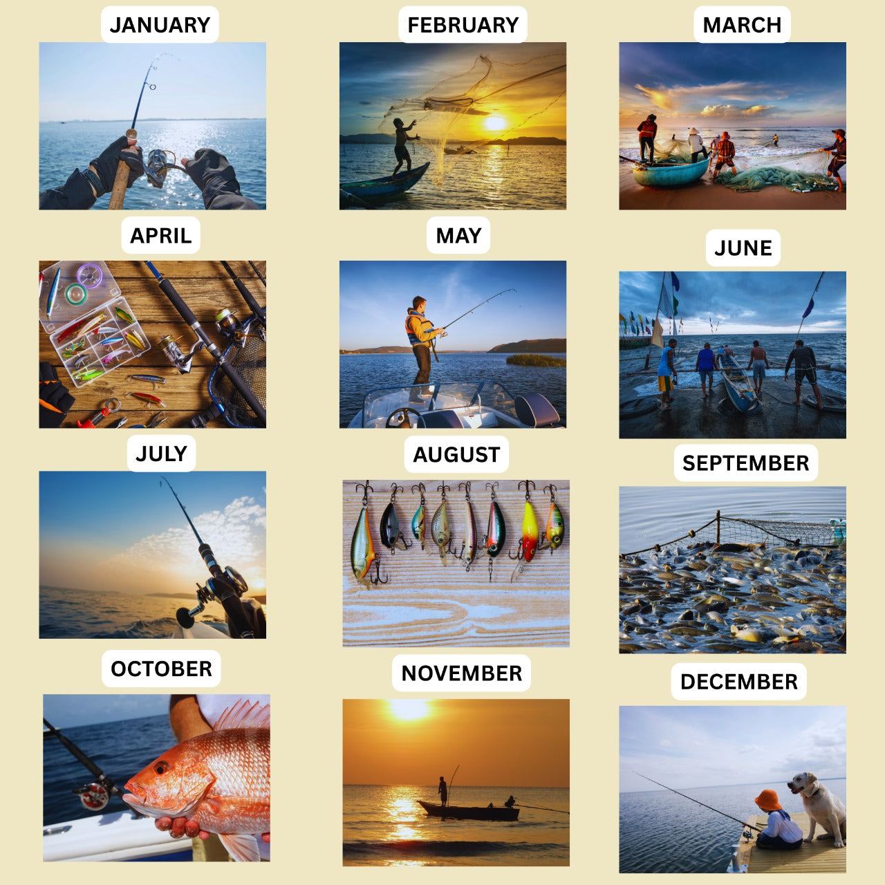 Fishing Wall Calendar 2026