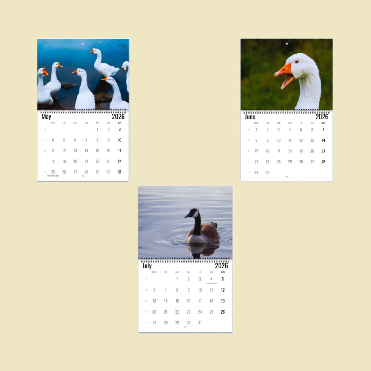 Goose Wall Calendar 2026