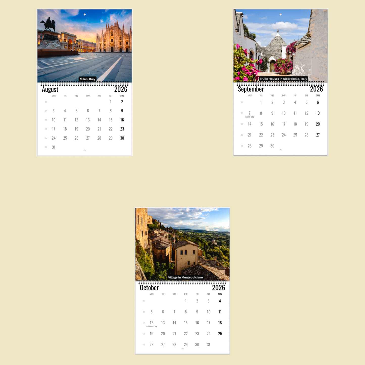 Italy Wall Calendar 2026