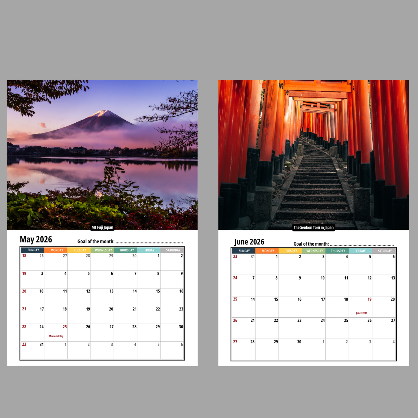Japan Wall Calendar 2026