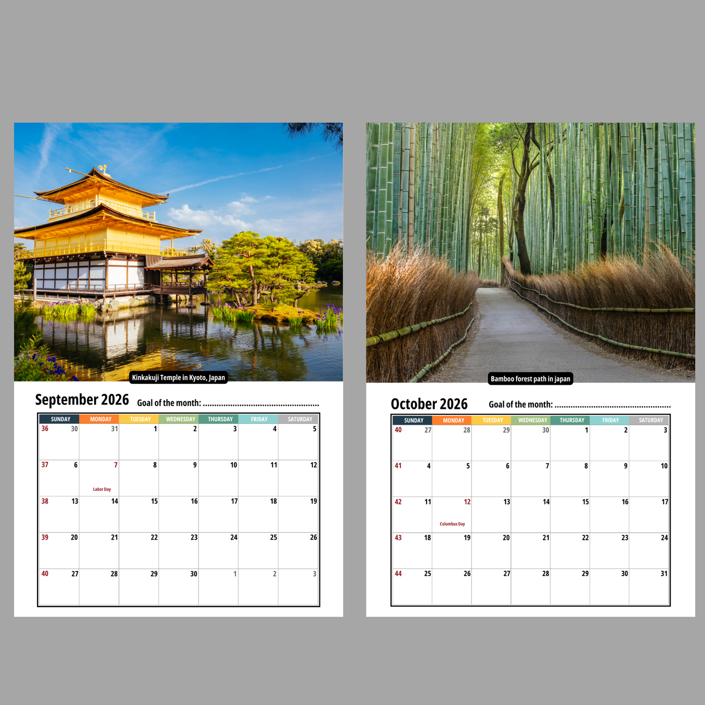 Japan Wall Calendar 2026