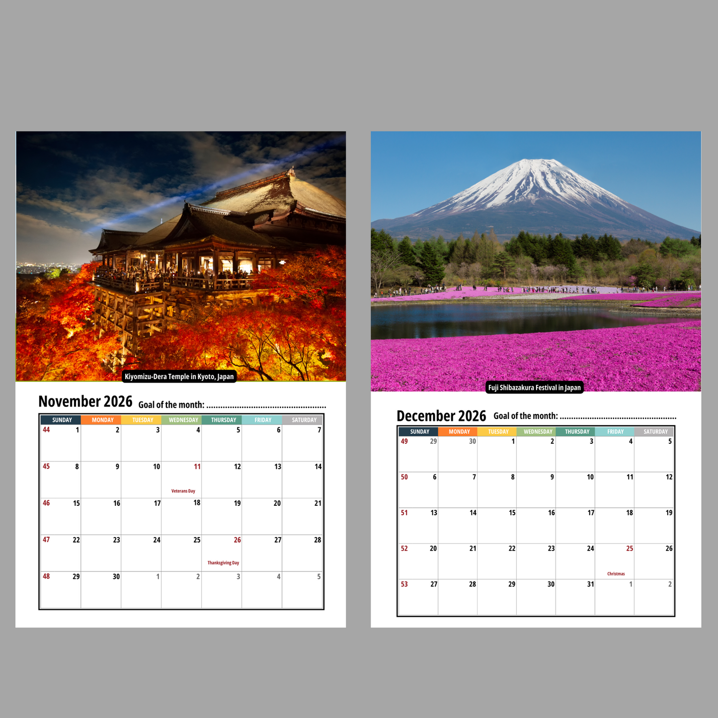 Japan Wall Calendar 2026