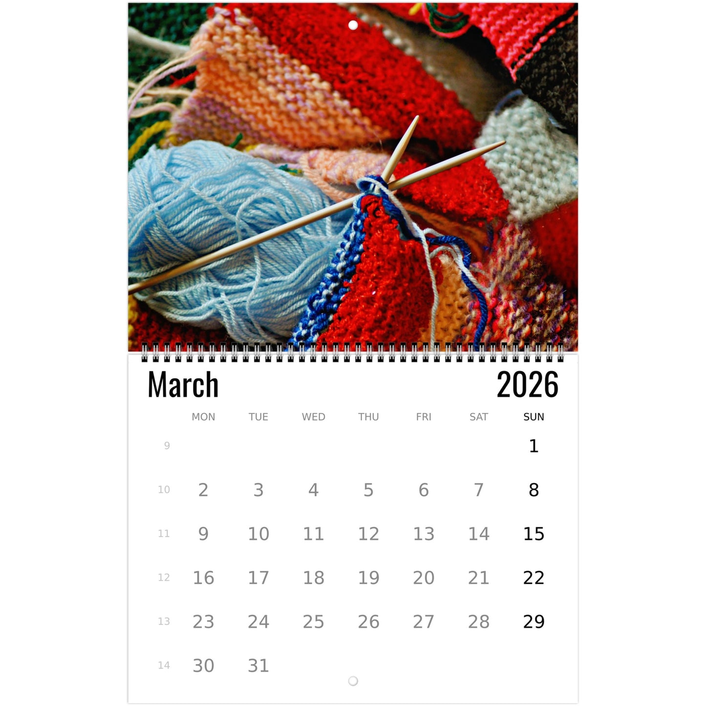 Knitting and Crochetting Wall Calendar 2026
