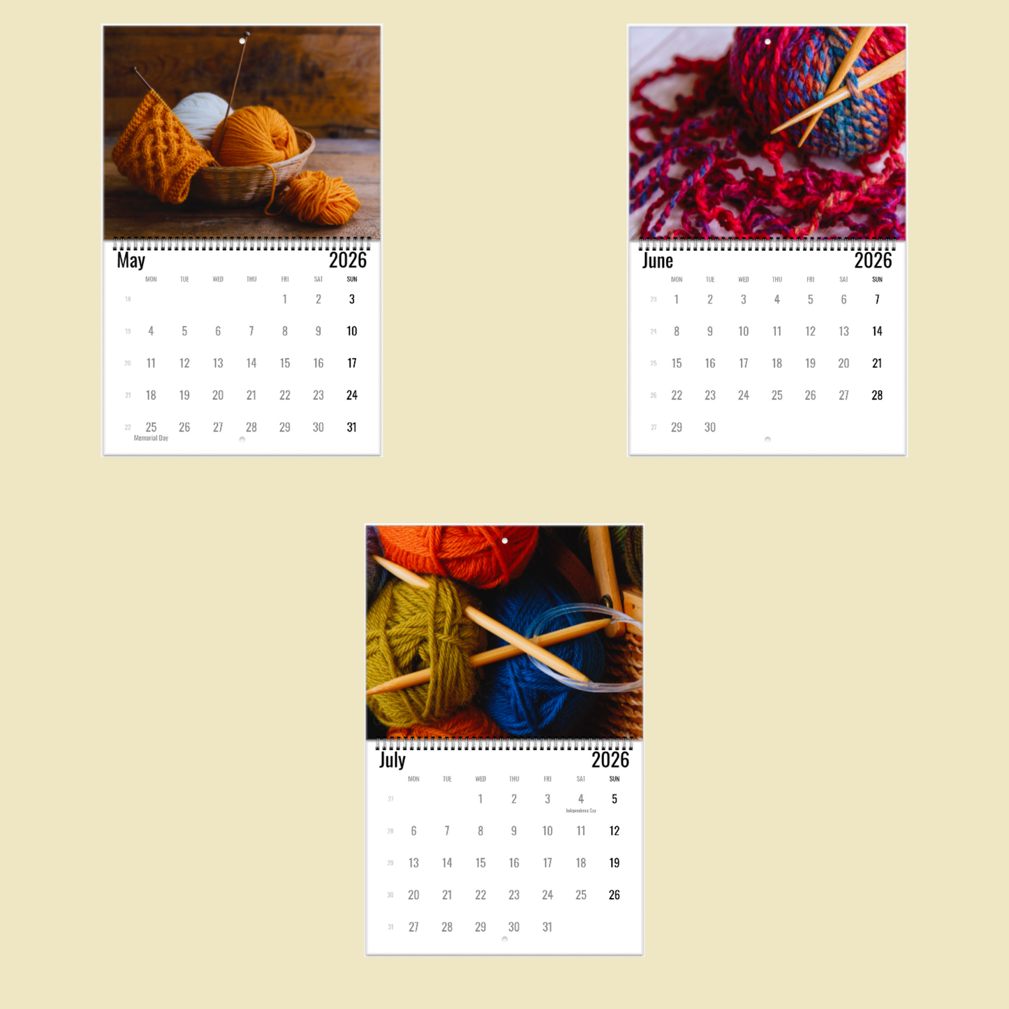 Knitting and Crochetting Wall Calendar 2026