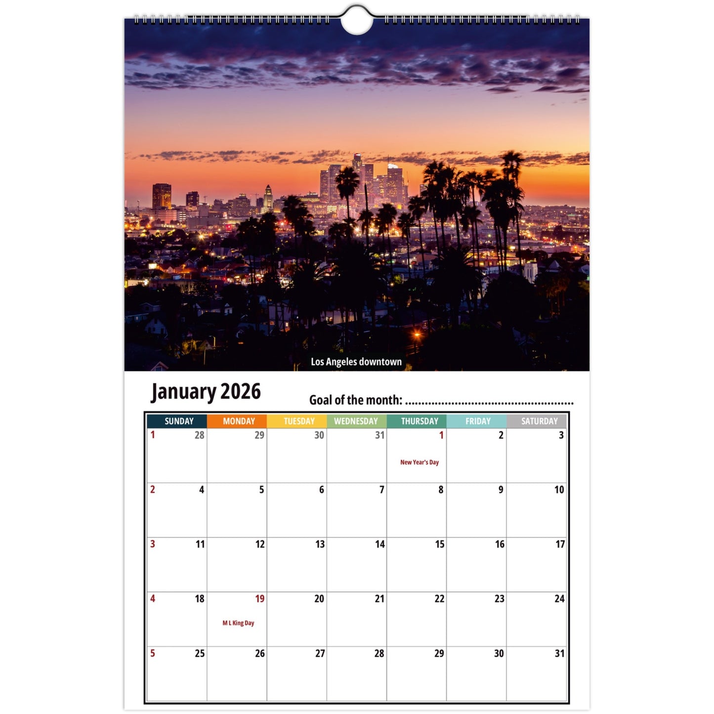Los Angeles Wall Calendar 2026