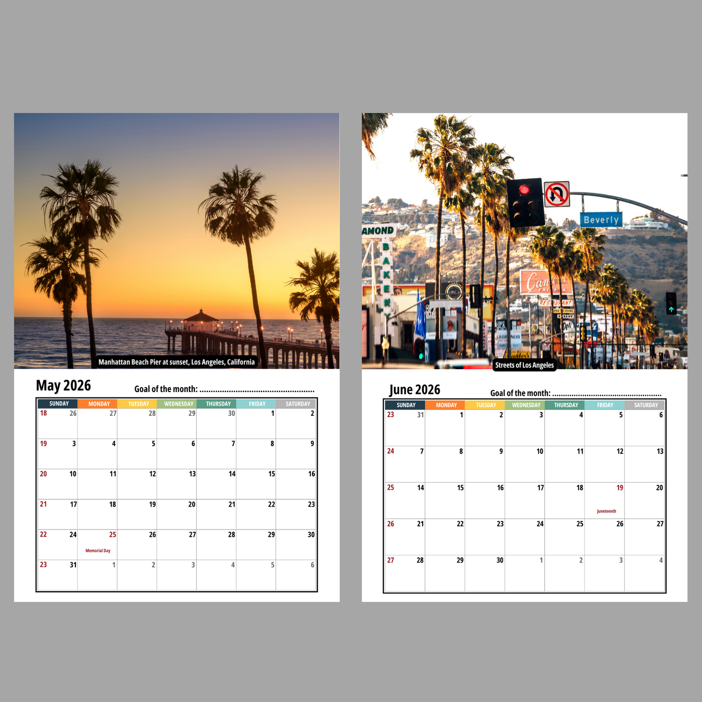 Los Angeles Wall Calendar 2026