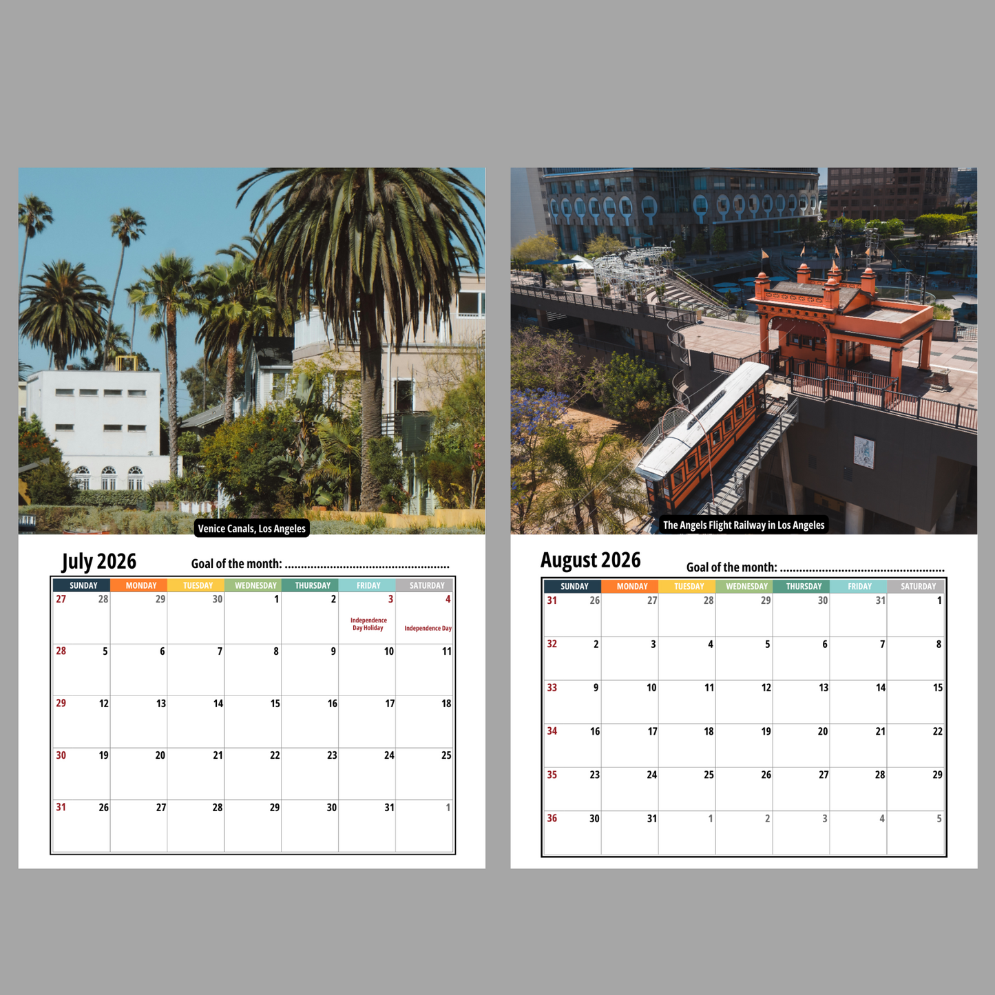 Los Angeles Wall Calendar 2026