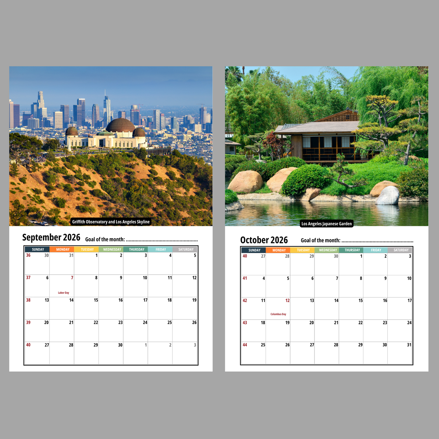 Los Angeles Wall Calendar 2026