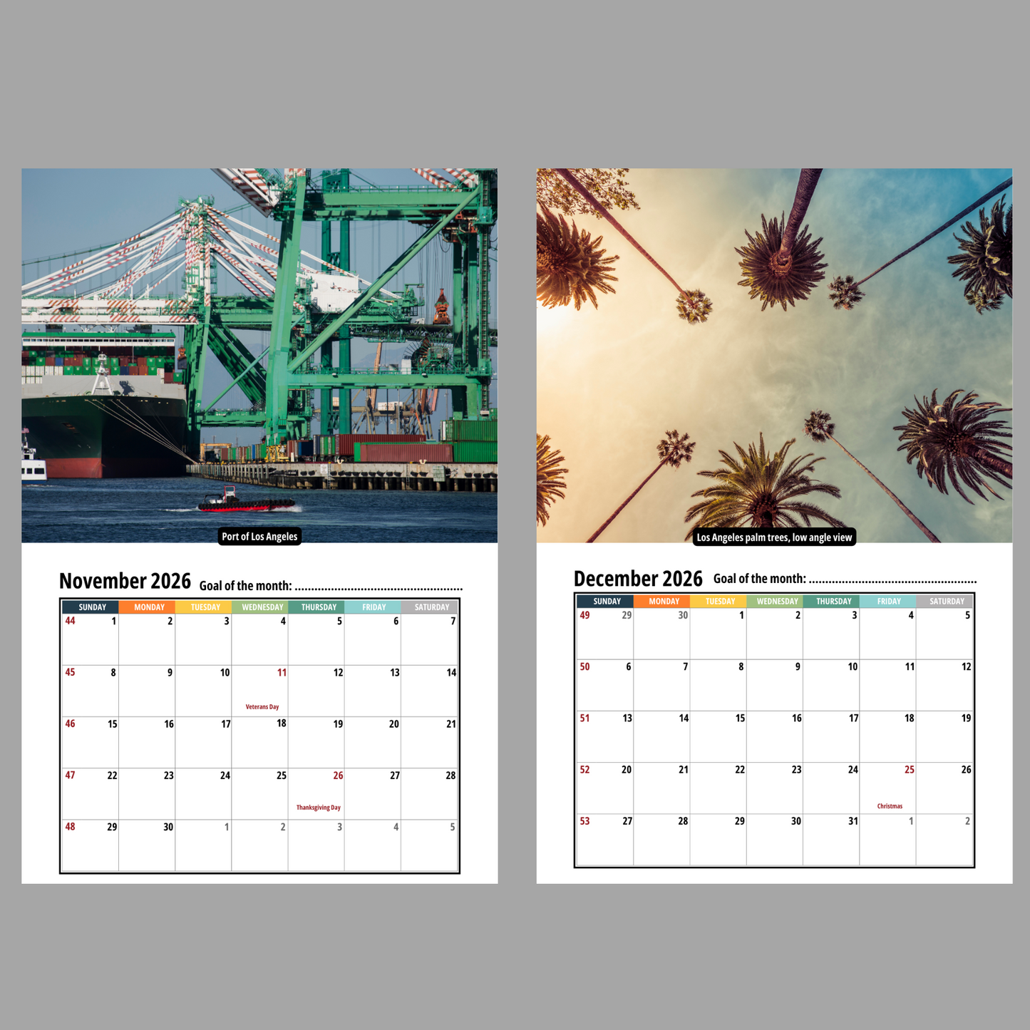 Los Angeles Wall Calendar 2026