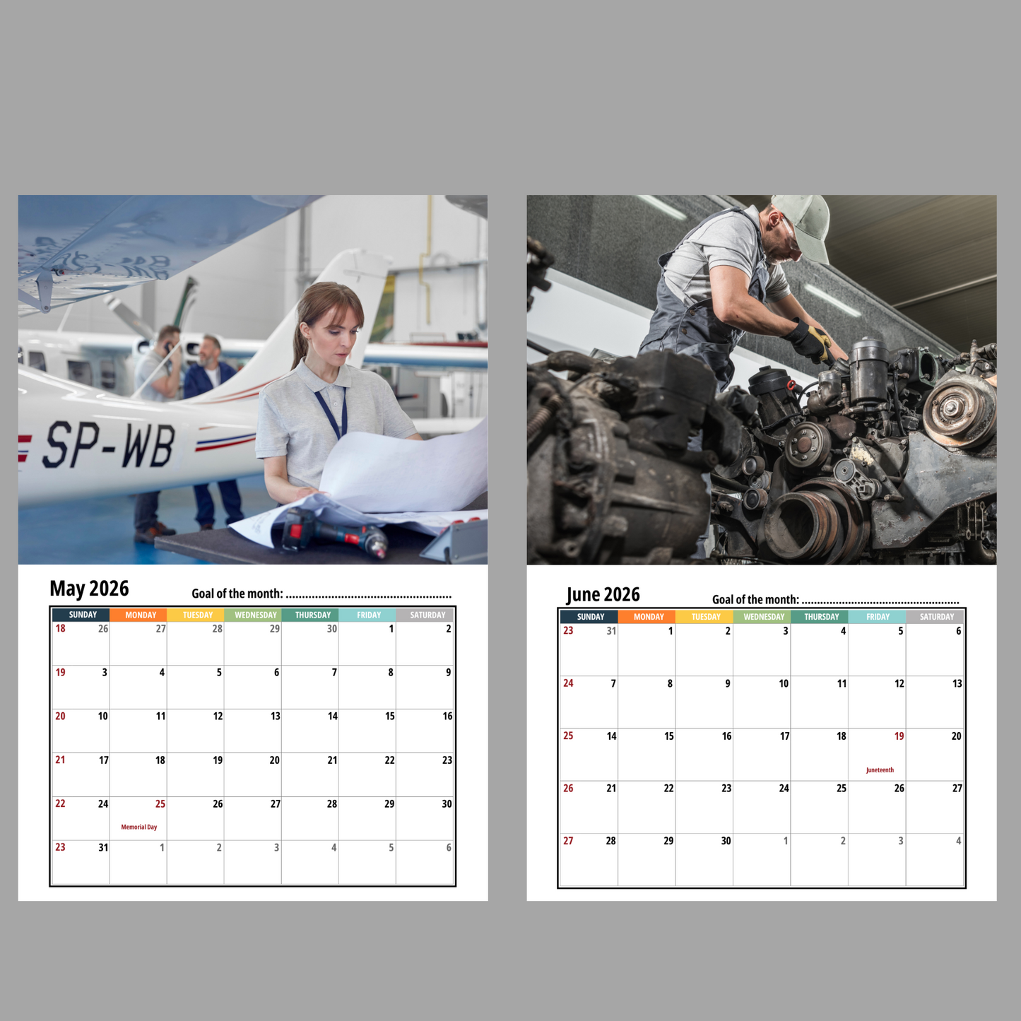 Mechanical Engineer Wall Calendar 2026