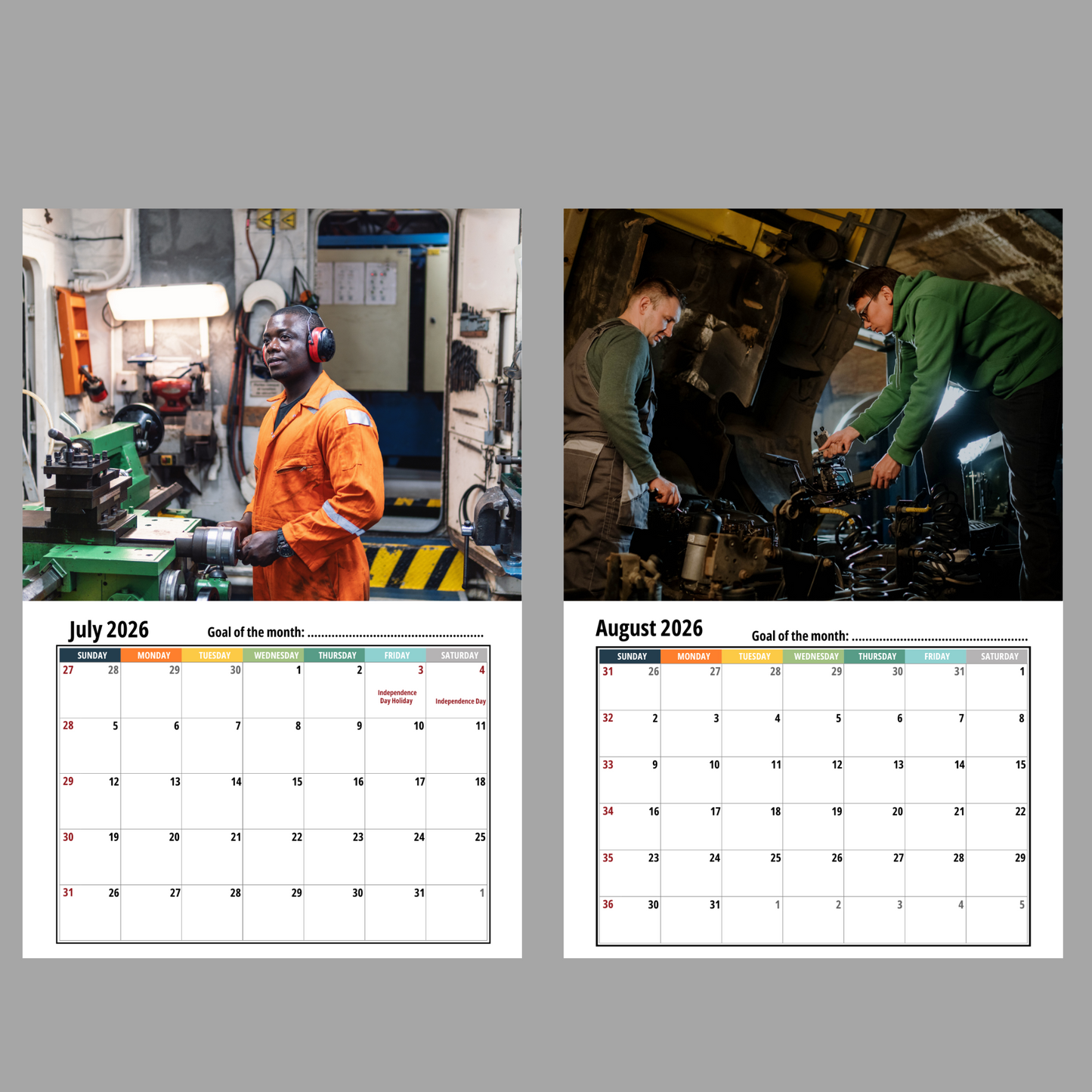 Mechanical Engineer Wall Calendar 2026