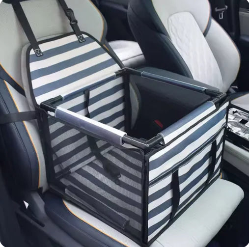 Pet waterproof car seat cover with a tray attached on a car seat